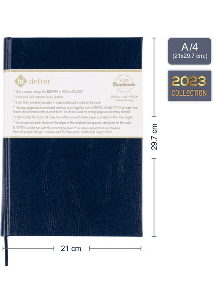Bi Defter Müzik Nota Defteri (Anahtarsız 4 Kesik Çizgili) El Dikişi, Termo Deri (A/4)