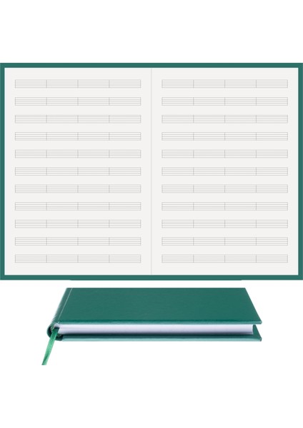 Bi Defter Müzik Nota Defteri (Anahtarsız 4 Kesik Çizgili) El Dikişi, Termo Deri (A/4)