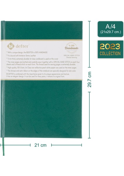Bi Defter Müzik Nota Defteri (Anahtarsız 4 Kesik Çizgili) El Dikişi, Termo Deri (A/4)