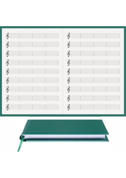 Bi Defter Müzik Nota Defteri (Sol Anahtarlı Kesik Çizgi)  El Dikişi, Termo Deri A/5