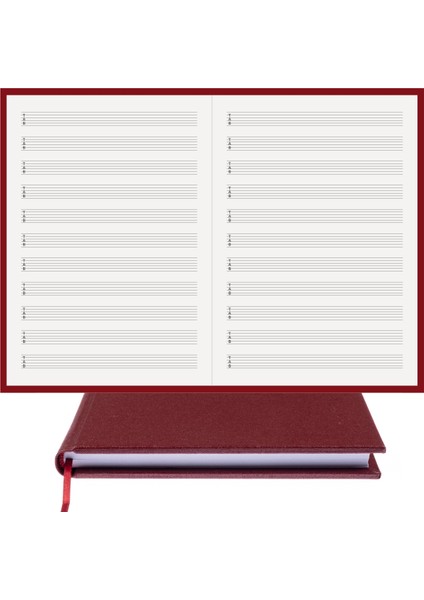 Bi Defter Gitar Nota Defteri (Tab Anahtarlı) 11 Çıtalı El Dikişi, Gerçek Cilt Bezi (A/4)