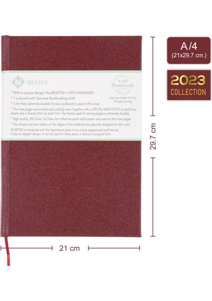 Bi Defter Gitar Nota Defteri (Tab Anahtarlı) 11 Çıtalı El Dikişi, Gerçek Cilt Bezi (A/4)