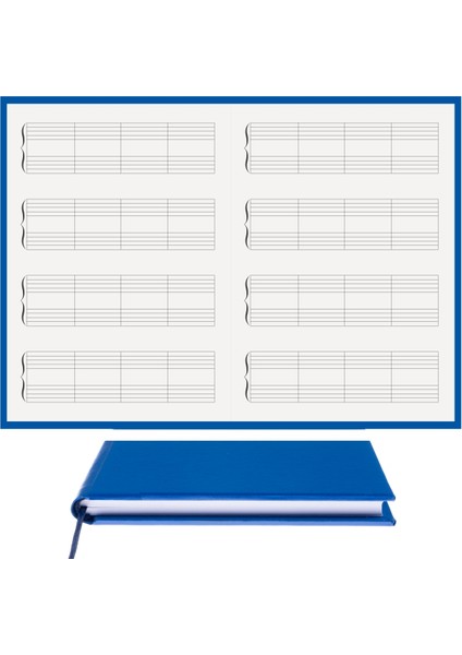 Bi Defter Piyano Nota Defteri (Anahtarsız 4 Kesik Çizgili) El Dikişi, Termo Deri A/5