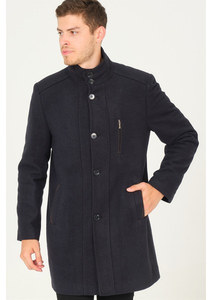 PLT8386 Dewberry Erkek Palto-Diagonal Koyu Lacivert indirimleri