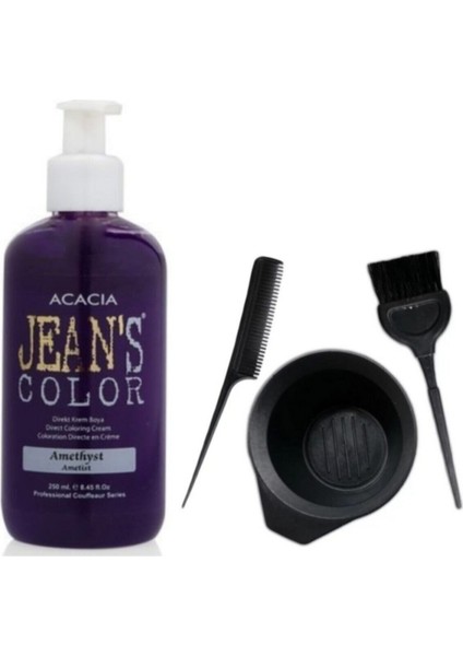 Acacia Jeans Color Saç Boyası Ametist 250ml Ve Fluweel Saç Boya Kabı Seti