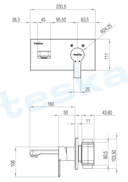 Quasar Ankastre Lavabo Bataryası E51001B