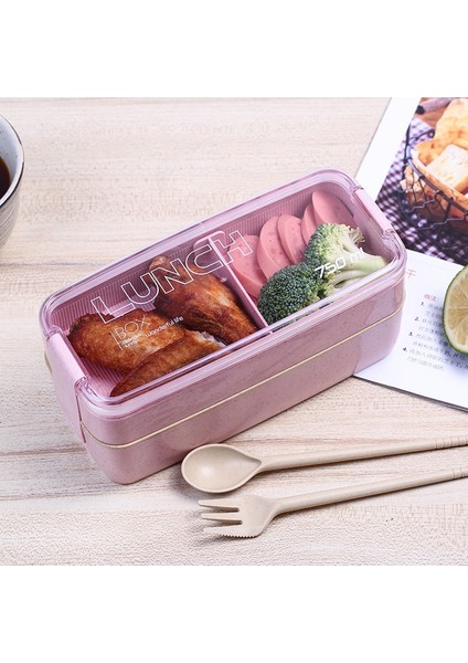 750ML Sağlıklı Malzeme 2 Katlı Öğle Yemeği Kutusu Buğday Samanı Bento Kutuları Mikrodalga Yemek Takımı Gıda Saklama Kabı Öğle Yemeği Kutusu (Yurt Dışından)