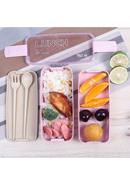 750ML Sağlıklı Malzeme 2 Katlı Öğle Yemeği Kutusu Buğday Samanı Bento Kutuları Mikrodalga Yemek Takımı Gıda Saklama Kabı Öğle Yemeği Kutusu (Yurt Dışından)