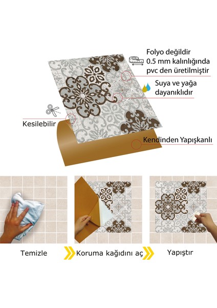 Kendinden Yapışkanlı Salon Desenli Pvc Karo 30x30 Cm 11 Adet 1 M2
