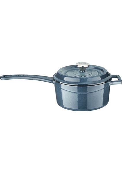 Döküm Yuvarlak Sos Tenceresi Metal Saplı Çap(Ø16 Cm, Majolica Gri