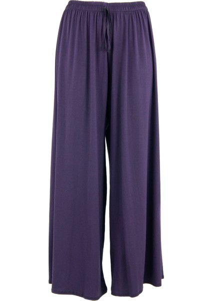 Kadın Beli Lastikli Büyük Beden Rahat Tam Kalıp Likralı Turlu Viskon Penye Kumaş Pantolon