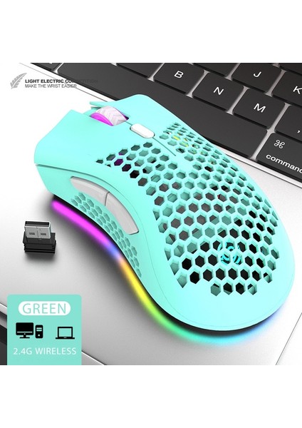 Şarj Edilebilir USB 2.4G Kablosuz RGB Işıklı Oyun Faresi - Mavi (Yurt Dışından)