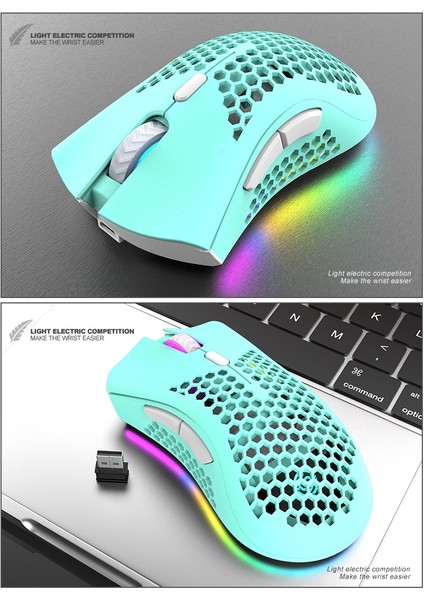 Şarj Edilebilir USB 2.4G Kablosuz RGB Işıklı Oyun Faresi - Mavi (Yurt Dışından) fiyatları