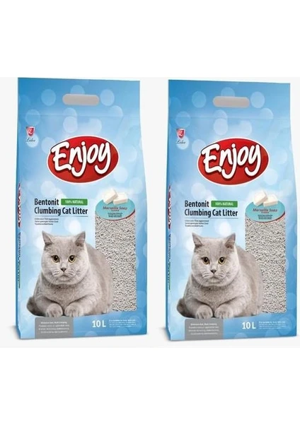 Bentonit Ince Taneli Kedi Kumu 10 lt (Marsilya Sabunlu)  x  2 'li