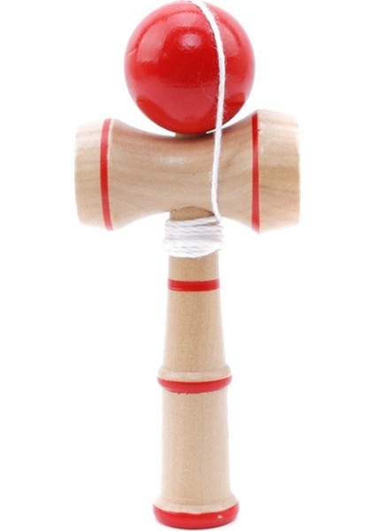 Ekstra String ile Klasik Ahşap Beceri Oyuncak Kendama, Boyut: 13.5 x 5.5cm Kırmızı (Yurt Dışından)