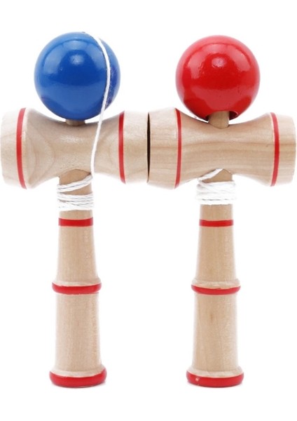 Ekstra String ile Klasik Ahşap Beceri Oyuncak Kendama, Boyut: 13.5 x 5.5cm Kırmızı (Yurt Dışından)