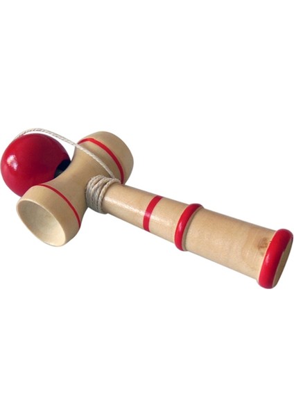 Ekstra String ile Klasik Ahşap Beceri Oyuncak Kendama, Boyut: 13.5 x 5.5cm Kırmızı (Yurt Dışından)