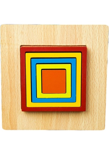 Dıy 3D Ahşap Geometri Şekli Bulmaca Oyuncakları Kare (Yurt Dışından)
