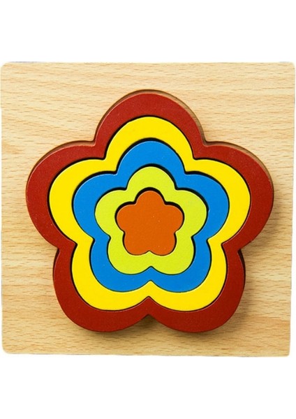 Dıy 3D Ahşap Geometri Şekli Bulmaca Oyuncakları Çiçek (Yurt Dışından)