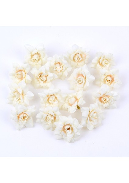 10 Adet Yapay Çiçek Dekorasyon 4.5 cm. İpek Gül Garland - Beyaz (Yurt Dışından)