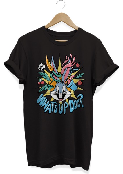 Bugs Bunny Whats Up Doc Baskılı Oversize Pamuklu T-Shirt