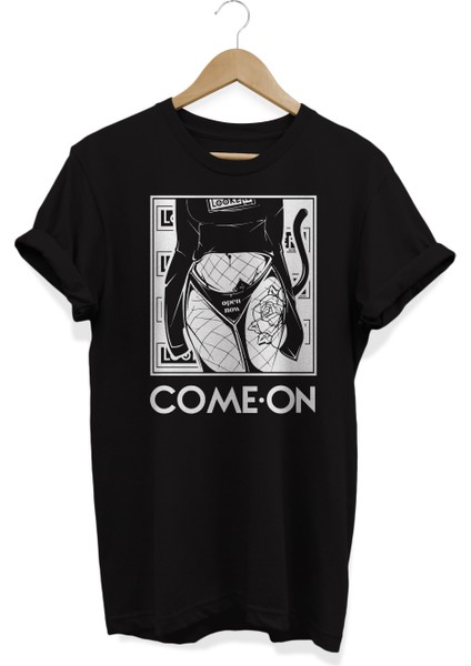 Anime Girl Waifu Come On Baskılı Oversize Pamuklu T-Shirt