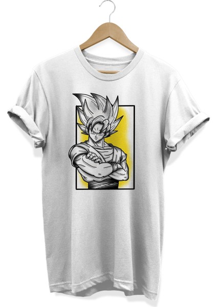 Dragonball Super Saiyan Goku V2 Anime Baskılı Oversize Pamuklu T-Shirt