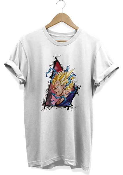 Dragonball Goku Super Saiyan Form Anime Tasarım Baskılı Oversize T-Shirt