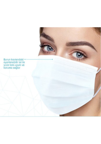 3 Katlı Yumuşak Telli Maske 50'Li Kutu
