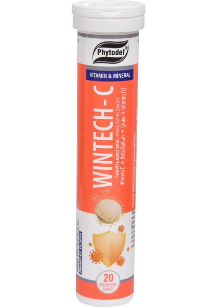 Wintech C + Beta Glukan + Vitamin C + Çinko + Vitamin D3 - 30 Efervesan Tablet