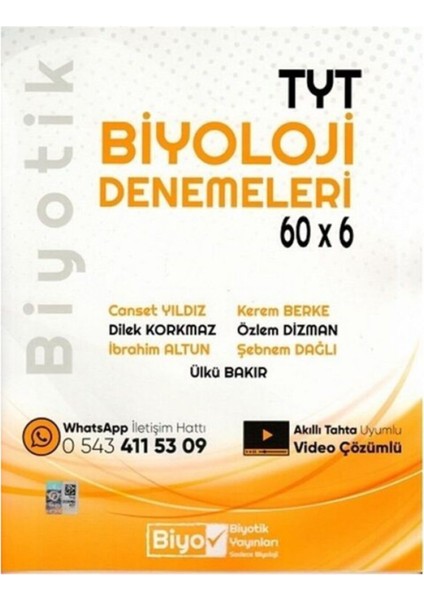 TYT Biyoloji 60X6 Denemeleri