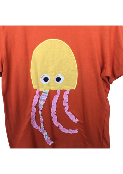 Baskılı Turuncu T-Shirt