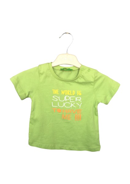 Omzu Düğmeli Yeşil T-Shirt