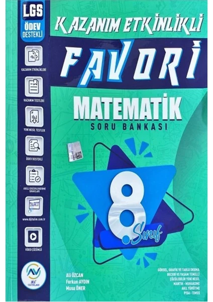 Av Yayınları Akıllı Versiyon Yayınları 8. Sınıf LGS Matematik Favori Kazanım Etkinlikli Soru Bankası