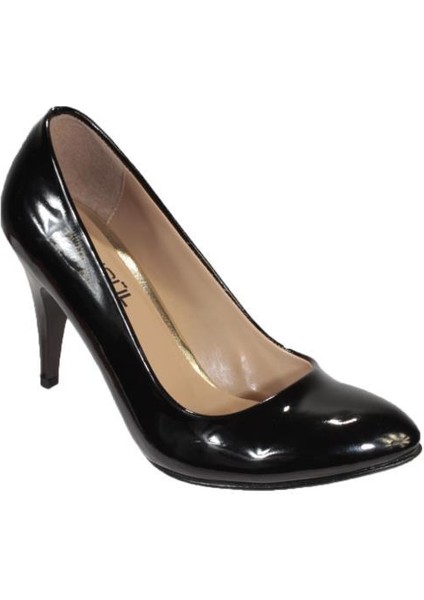 Yazkış Kadın Siyah Rugan 7cm Ince Topuklu Nişan Düğün Abiye Mezuniyet Stiletto Ayakkabı