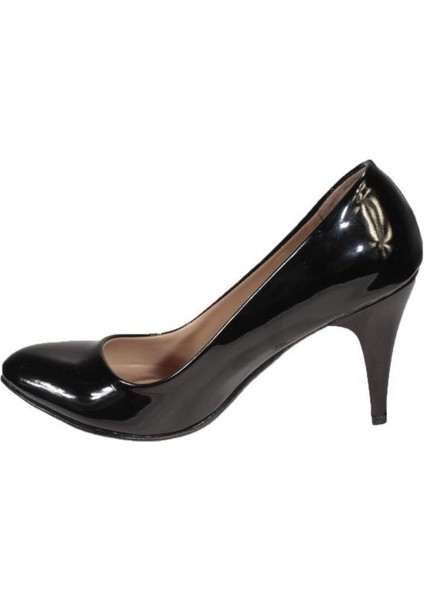 Yazkış Kadın Siyah Rugan 7cm Ince Topuklu Nişan Düğün Abiye Mezuniyet Stiletto Ayakkabı