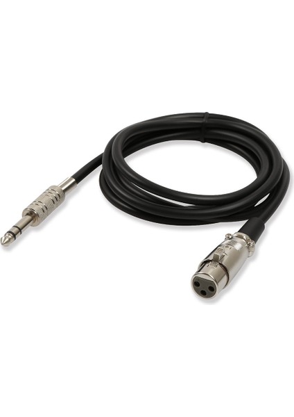 Xlr 3-Pin Dişi 6.35MM Stereo Fiş Korumalı Mikrofon Ses Kablosu-1.8metre