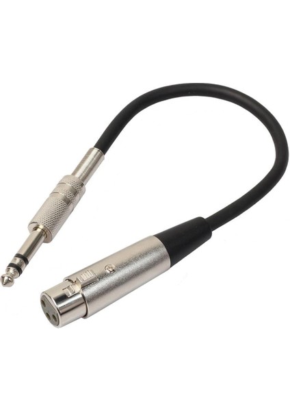 Xlr 3-Pin Dişi 6.35MM Stereo Fiş Korumalı Mikrofon Ses KABLOSU-30CM
