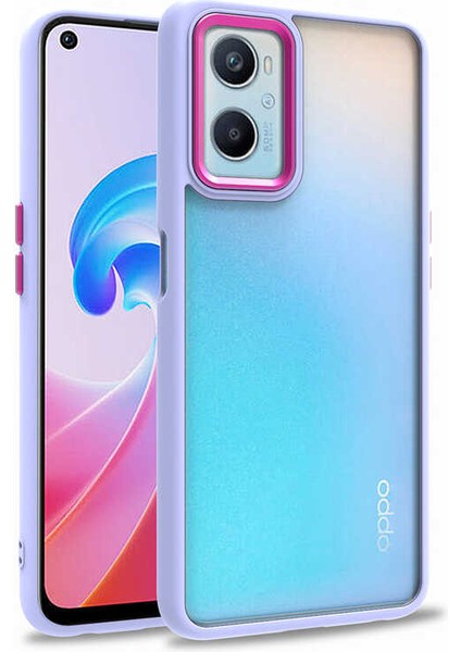 - Oppo A36 - Kılıf Arkası Şeffaf Kamera Çevresi Parlak Zıt Renkli Flora Kapak