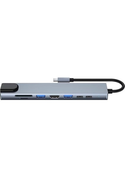 Macbook Pro Air Uyumlu USB Type-C 8 Hub Dönüştürücü Çevirici Çoklayıcı USB Hdmı Micro Sd 8 Girişli