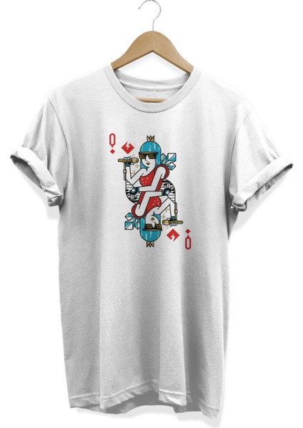 Lady Gaga Iskambil Serisi Baskılı Beyaz Oversize T-Shirt