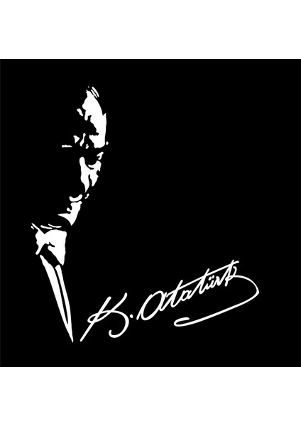 Atatürk Silüeti Ve Imza Stickeri Atatürk Imza