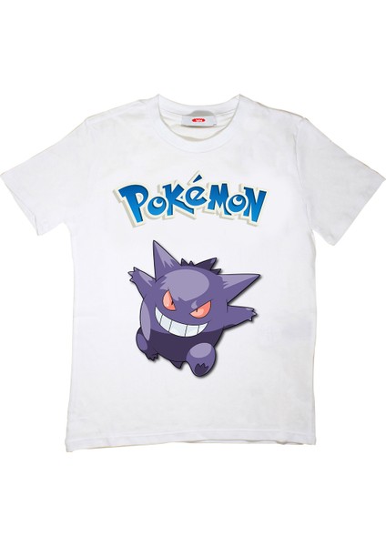 Pokemon Gengar Çocuk Tişört Beyaz Unisex