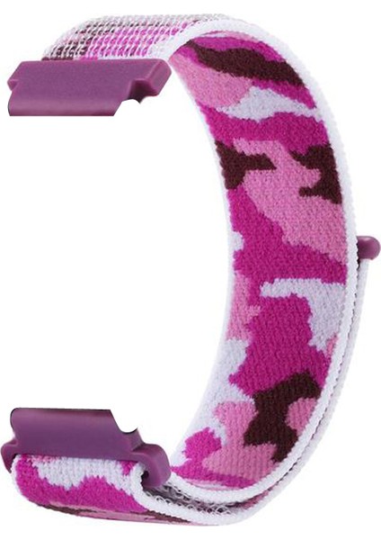 Casestreet Amazfit Gtr 2e Kordon Cırtcırt Asker Desenli Kumaş Ayarlanabilir Pembe Koyu