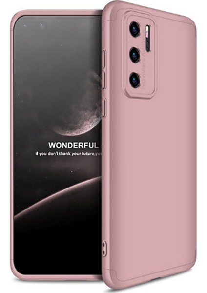 Huawei P40 Pro Kılıf Ays 3 Parçalı Önü Açık Sert Rubber Koruma Bronz