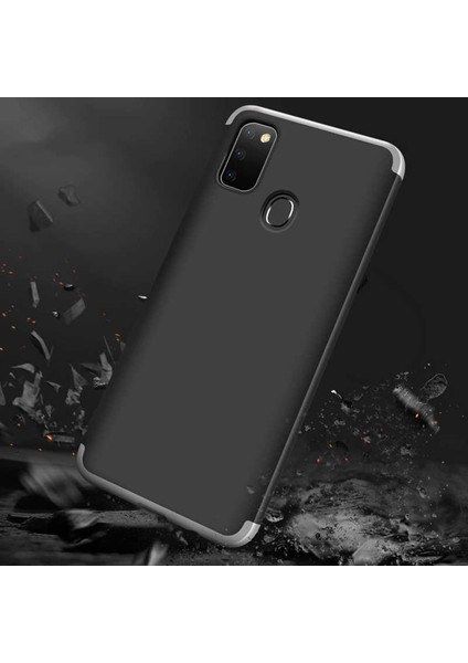 Case Street Samsung Galaxy M30S Kılıf Ays 3 Parçalı Önü Açık Sert Rubber Koruma+Nano Lacivert