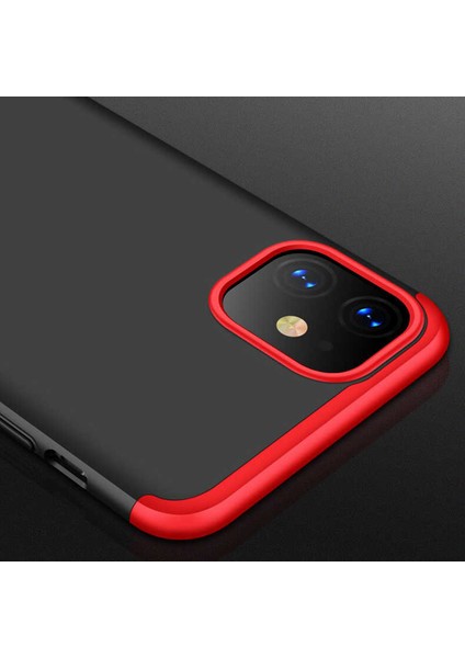 Apple iPhone 11 Kılıf Ays 3 Parçalı Önü Açık Sert Rubber Koruma Siyah