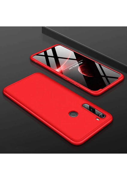 Xiaomi Redmi Note 8 Kılıf Ays 3 Parçalı Önü Açık Sert Rubber Koruma Kırmızı