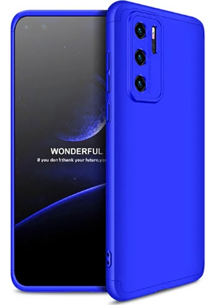 Huawei P40 Pro Kılıf Ays 3 Parçalı Önü Açık Sert Rubber Koruma Lacivert