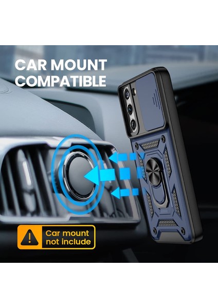 Samsung Galaxy S22 Kılıf Tank Aramid Sürgülü Vega Yüzüklü+Nano Lacivert fiyatları